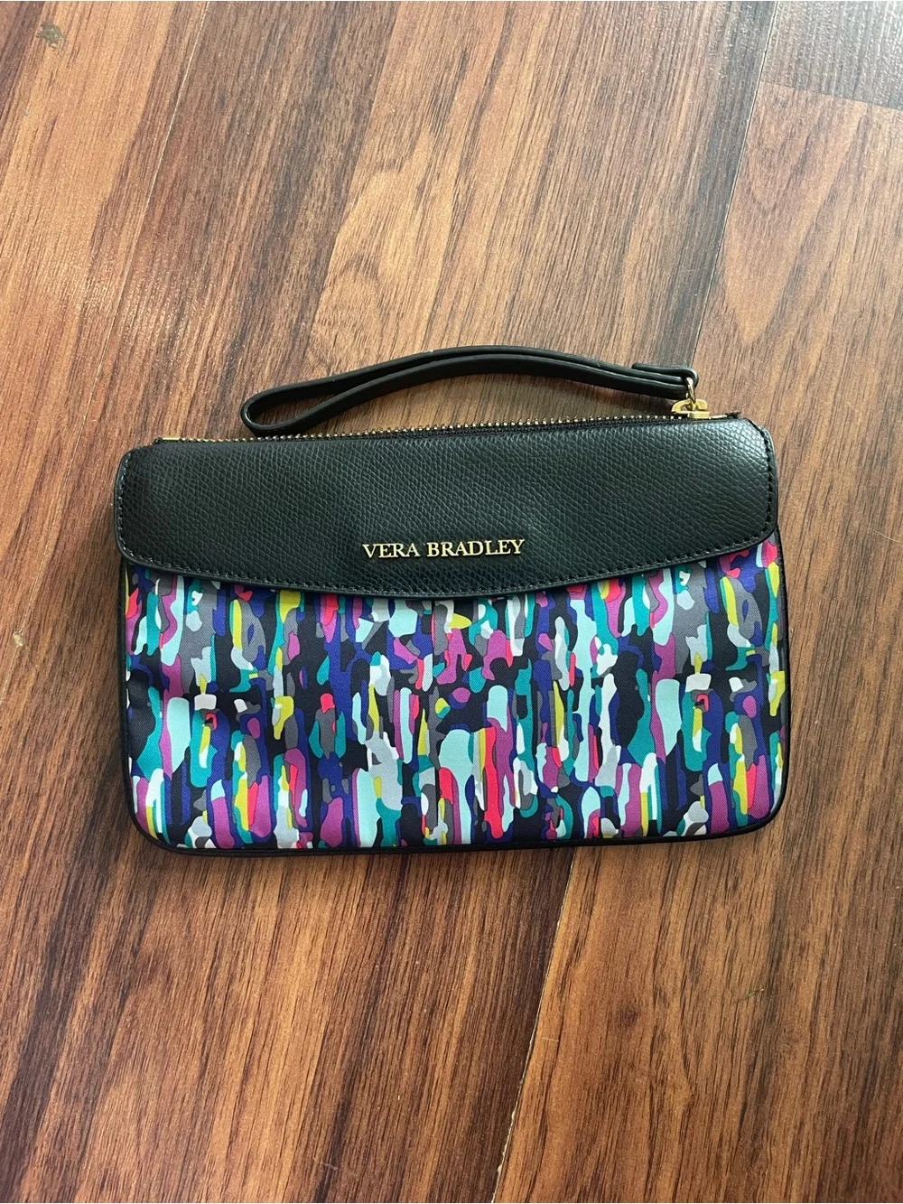 Vera Bradley Black Multicolor Pattern Wristlet